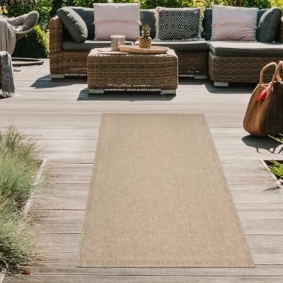 Abbildung von Teppich Traum Outdoor wetterfest Läufer Sisaloptik Garten Terrasse Balkon beige/naturfarben 80x150 cm