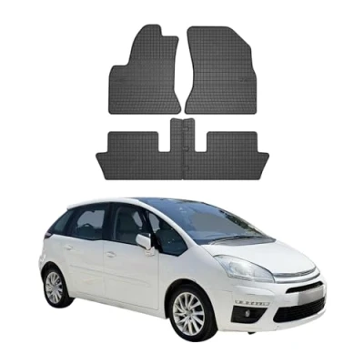 Abbildung von OMAC Gummi Fußmatten kompatibel mit Citroen C4 Picasso Grand 2006 2013 Schwarz 4X