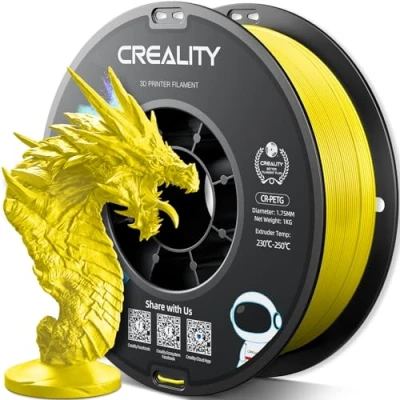 Abbildung von Creality PETG Filament 1.75mm, Hohe Präzision, Starke Zähigkeit, Geruchlos, Besserer Fluss, 1kg 3D Drucker Filament, 1.75mm Maßgenauigkeit +/ 0.02mm, Gelb