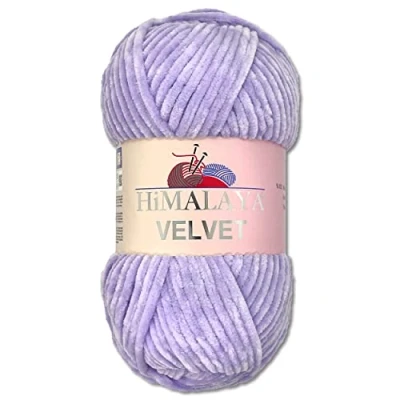 Abbildung von Wohnkult Himalaya 100 g Velvet Dolphin Wolle 40 Farben zur Auswahl Chenille Strickgarn Flauschgarn Glanz Accessoire Kleidung Decken (90005 Flieder)