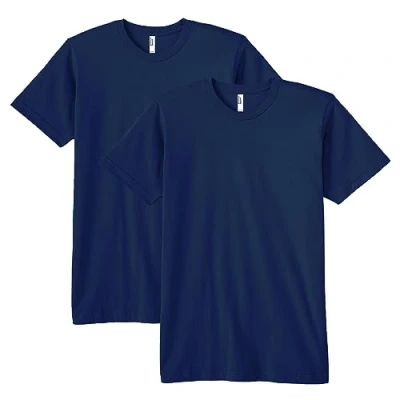 Abbildung von American Apparel Unisex Erwachsene Fine Jersey Crewneck Short Sleeve, 2 Pack T Shirt, Navy, Large