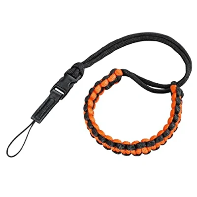 Abbildung von Hama Kamera Handschlaufe (Kameragurt mit Schnellverschluss, Handgelenkschlaufe, Trageschlaufe, 20 cm Länge, Nylon, Universal Handgurt für Kompaktkamera und Systemkamera, Retro) schwarz/orange