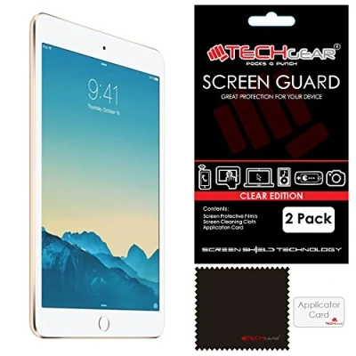 Abbildung von TECHGEAR [2 Stück Displayschutz für iPad Mini 5 / 4 Ultra Klare Schutzfolie (5. 4. Gen.) mit Reinigungstuch + Applikationskarte