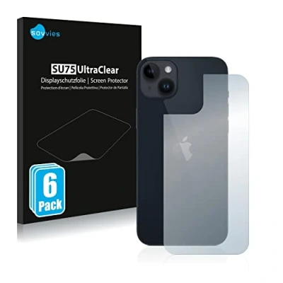 Abbildung von Savvies 6 Stück Schutzfolie für Apple iPhone 14 Plus (Rückseite) Displayschutz Folie Ultra Transparent