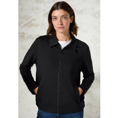 Abbildung von Cecil Jacke MIT Hemdkragen Sweatjacke, Damen, Größe: Large, Schwarz