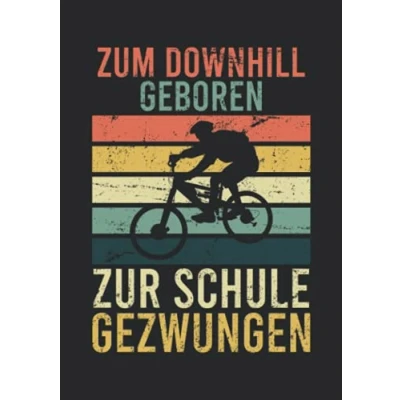 Abbildung von Notizbuch A5 kariert mit Softcover Design: Downhill Biker Fahrradfahrer Fahrrad Vintage Geschenk: 120 karierte DIN Seiten