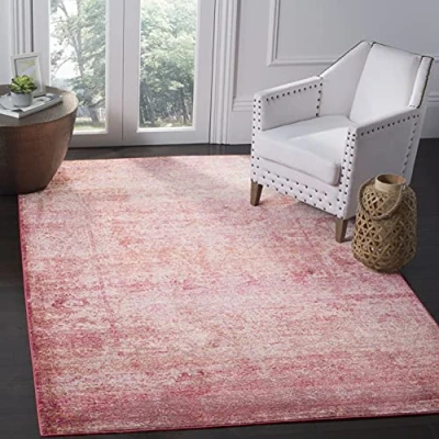 Abbildung von SAFAVIEH Distressed Teppich für Wohnzimmer, Esszimmer, Schlafzimmer Mystique Collection, Kurzer Flor, Fuchsia und Multi, 152 X 244 cm