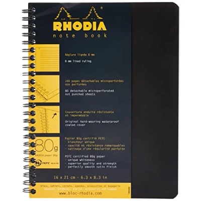 Abbildung von Rhodia 193469C Notizbuch (liniert, ideal für Ihre Notizen, DIN A5, 14,8 x 21 cm, 80 Blatt) 1 Stück schwarz
