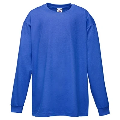Abbildung von Fruit of the Loom Langarmshirt für Kinder, Unisex, königsblau, 7 8 Jahre
