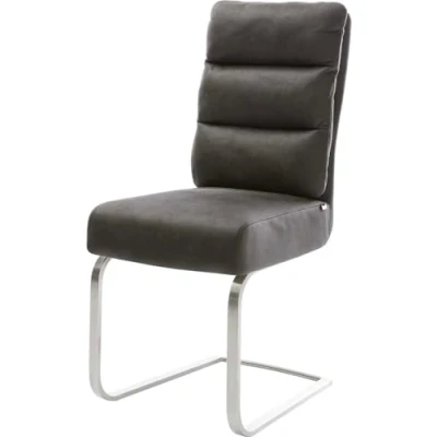 Abbildung von Schwingstuhl Pela Flex Anthrazit Vintage Freischwinger flach Edelstahl Taschenfederkern