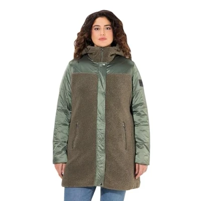 Abbildung von Ulla Popken Parka Jacke Stepp/Teddyfleece Kapuze Zipptaschen