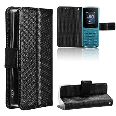 Abbildung von BAILI Lederhülle für Nokia 105 4G 2023 Hülle, Flip Case mit Kartenfach Stand, Diamant Tasche Cover Etui Handyhülle 2023, Diamant01