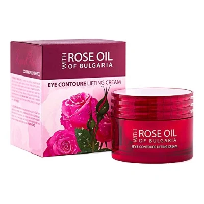 Abbildung von Anti Falten Creme auf die Augenumgebung mit Rosenwasser und Rosenöl lifting Augencreme enfernt Augenringe Eye contoure cream 30 ml