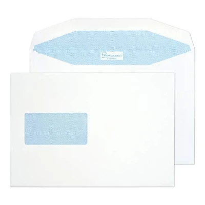 Abbildung von Blake Premium Postfast PF748DG Kuvertierhüllen Briefumschläge Naßklebung Mit Fenster Weiß C5+ 162 x 235 mm 90g/m² 500 Stück