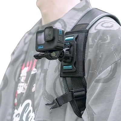 Abbildung von SUREWO Tasche Rucksack Schultergurt Halterung mit Universal Ball J Haken kompatibel GoPro Hero 13/12/11/10/9/8/7/(2018)/6/5 Schwarz, DJI Osmo Action 5 Pro/4/3 und den meisten Kameras