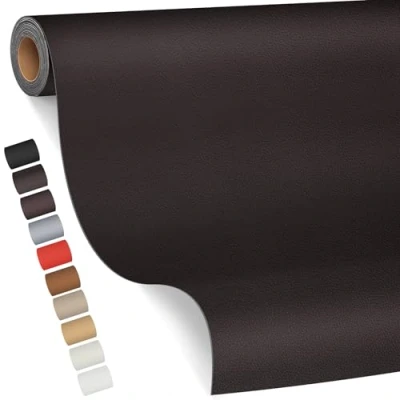 Abbildung von Leder kunstleder selbstklebend, 80 x 200cm Reparatur set, Kit für Möbel, Sofa, Autositze, Taschen, und Renovierung(Kaffee)
