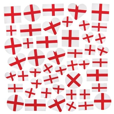 Abbildung von Baker Ross FX996 England Flag Schaumstoffaufkleber Packung mit 200, St. George&#039;s Cross Aufkleber für Kinderbastelarbeiten und Karten