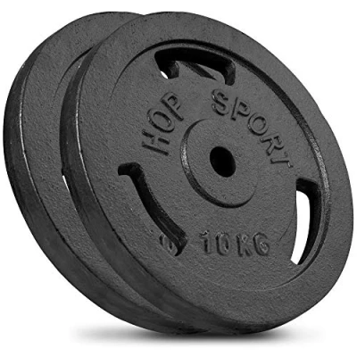 Abbildung von Hop Sport 20 kg Gusseisen Hantelscheiben 30mm Set 4 x 5 / 2 10 Guss Gewichte Hantel 30/31 mm Bohrung (2 kg)
