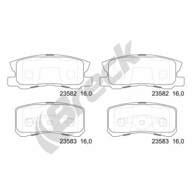 Abbildung von BRECK 23582 00 702 Bremsbelagsatz ohne akustische Verschleißwarnung Zubehör MITSUBISHI: ASX SUV, Outlander 2 Lancer 8 Schrägheck
