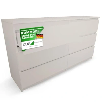 Abbildung von CDF Kommode Malwa M6 140 Farbe: Kaschmir (beige) Schrank für Dokumente, Kleinigkeiten Ideal Wohnzimmer, Schlafzimmer, Kinderzimmer, Jugendzimmer und Büro 6 geräumige Schubladen