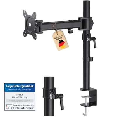 Abbildung von HFTEK HF27DB monitor TV Tisch Halterung Halter Bildschirmhalterung arm stand Neigbar Schwenkbar Monitorarm Bildschirm Monitorhalter für Bildschirme von 13 bis 34 ZollVESA 75/100