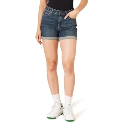 Abbildung von Amazon Essentials Damen 10 cm Jeansshorts In Schmaler Passform Mit Mittelhohem Bund, Dunkles Jeansblau, 48