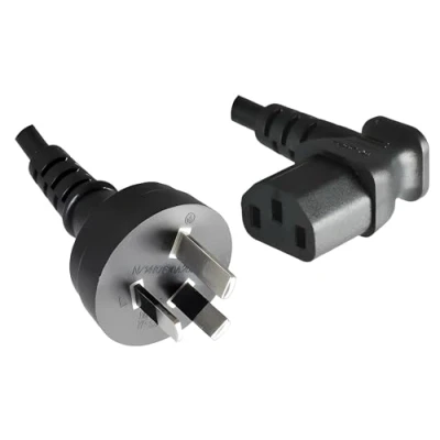 Abbildung von DINIC Stromkabel Netzkabel für Australien Typ I auf Kaltgerätestecker C13 (1,80m gewinkelt, schwarz)