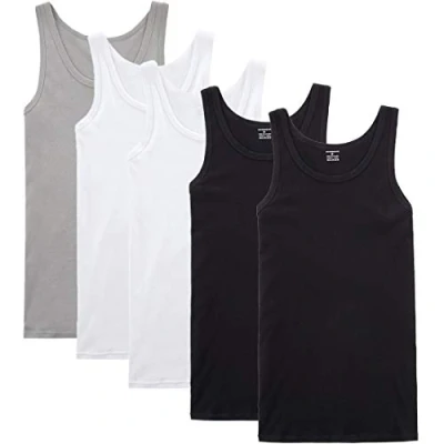 Abbildung von NUOZA Unterhemd Herren Tank Top 5er Pack Feinripp Muskelshirts Baumwolle alle Größen und Farben Schwarz Weiß Grau,4XL