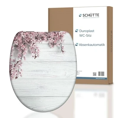 Abbildung von SCHÜTTE WC Sitz FLOWERS &amp; WOOD mit Absenkautomatik, Toilettendeckel Motiv, Duroplast Klodeckel (max. Belastung der Klobrille 150 kg), Bunt