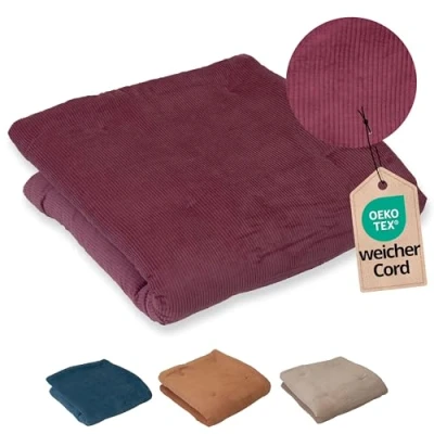 Abbildung von ULLENBOOM Krabbeldecke für Baby 120x120 cm, 100% OEKO TEX Materialien, Made in EU, Dick &amp; weich gepolstert, Cord Berry ideal als Babydecke, Laufgittereinlage Spieldecke