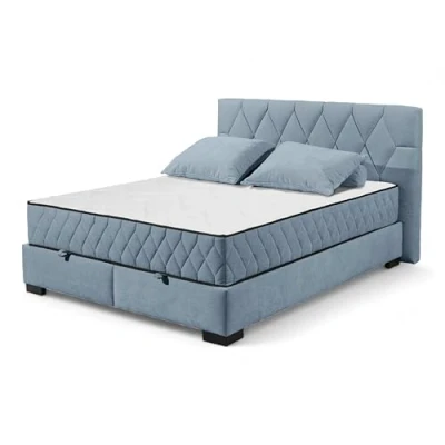 Abbildung von NAGOL B Boxbett 160x200, Denim Bequemes Doppelbett mit Bettkasten und Premium 9 Zonen Federkern Wendematratze 185 x 114 214 cm (B/H/T)