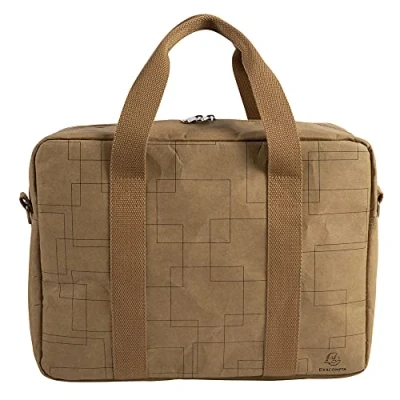 Abbildung von Exacompta 17660E Premium Tasche Eterneco mit 15&quot; Laptopfach und Tragegriffen Gurt wasserabweisend aus pflanzlichen veganen Materialien Umhängetasche für Schule Uni Kunstlederoptik braun