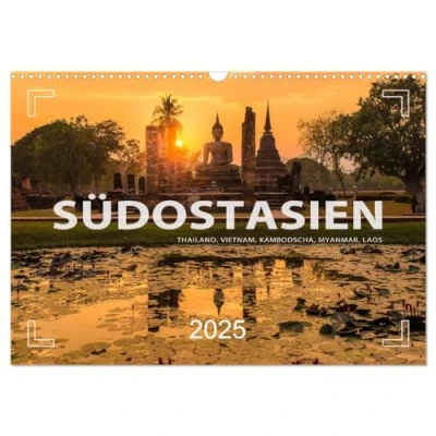 Abbildung von Südostasien Thailand, Vietnam, Kambodscha, Myanmar, Laos (Wandkalender 2025 DIN A3 quer), CALVENDO Monatskalender