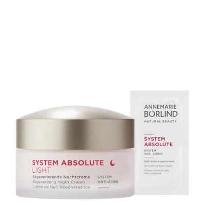 Abbildung von ANNEMARIE BÖRLIND SYSTEM ABSOLUTE ANTI AGING Regenerierende Nachtcreme light (50ml) + Gratis Glättende Augencreme im Sachet Aktiviert Die Kollagen und Elastinproduktion