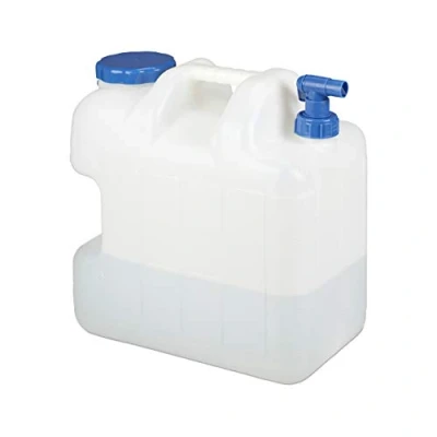 Abbildung von Relaxdays 25 L Wasserkanister, Ablasshahn, Schraubdeckel, tragbarer Trinkwasserkanister, BPA frei, Camping, Auto, weiß
