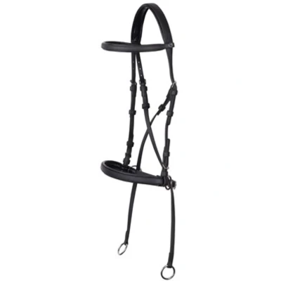 Abbildung von Harry&#039;s Horse Trensenzaum, Longierbrillelos, mit gekreuztem Maul, Pflegeleicht Cob Schwarz