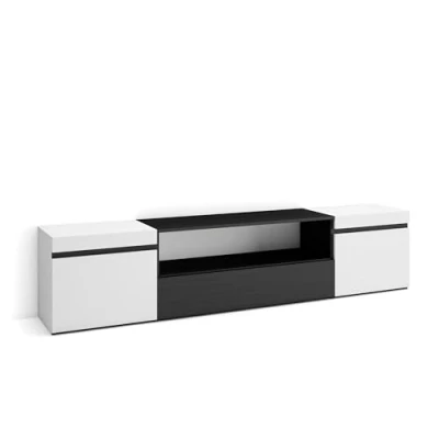 Abbildung von Skraut Home TV Schrank, Lowboard Für Wohnzimmer und Esszimmer 200x45x35cm Geräte bis zu 80&quot; Fernsehtisch Moderner Stil Weiß Schwarz