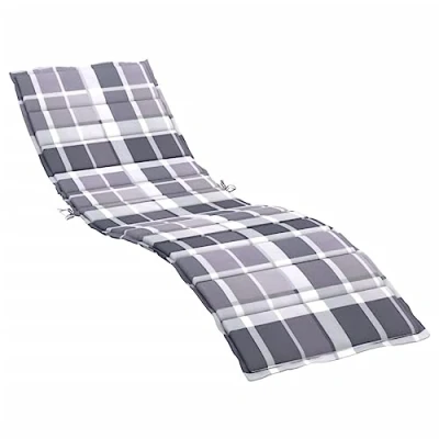 Abbildung von vidaXL Sonnenliege Auflage, Liegenauflage Outdoor, Polster Auflage für Gartenliege Liegestuhl, Polsterauflage, Grau Karomuster 200x60x3cm Oxford Gewebe