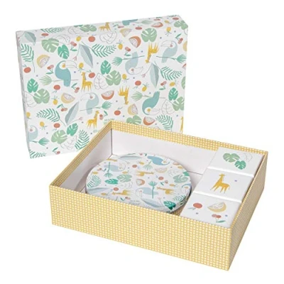 Abbildung von Baby Art Gift Box, Geschenk Set inkl. 1x Magic DIY Gipsabdruck für Handabdruck oder Fußabdruck, sowie 3x kleinen Design Geschenkboxen, Toucans Limited Edition von Mr. &amp; Mrs. Clynk