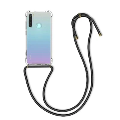 Abbildung von kwmobile Necklace Case kompatibel mit Xiaomi Redmi Note 8 (2019/2021) Hülle Silikon Cover Handykette Band Handyhülle Schwarz Transparent