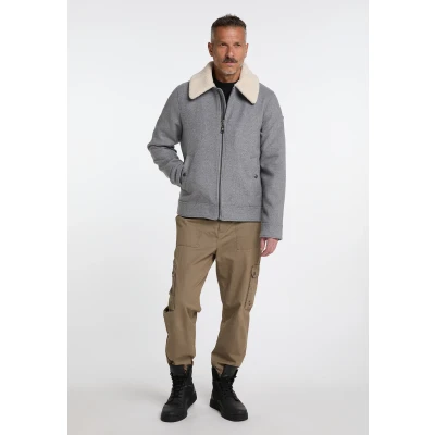 Abbildung von DREIMASTER Vintage Herren Übergangsjacke aus einer Wollmischung XXL / Grau Melange 75% Polyester 15% Wolle 8% Polyacryl 2% Viskose