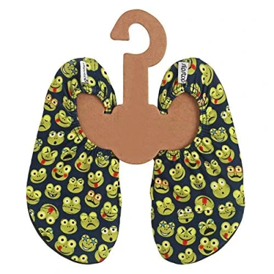 Abbildung von Slipstop Kinder Strandschuhe Anti Rutsch Sport Schuhe Schwimmschuhe Badeschuhe Urlaub Yoga Pool Unisex in Schwarz mit Frösche, Gr. 18 20