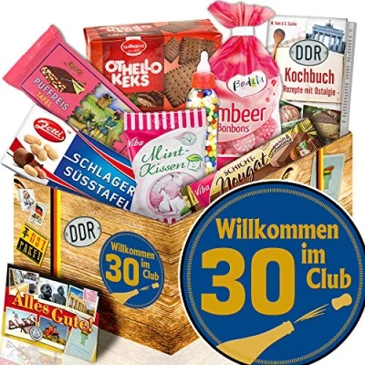 Abbildung von Wilkommen im Club 30 Ost Paket Süßigkeiten Geschenke runder Geburtstag
