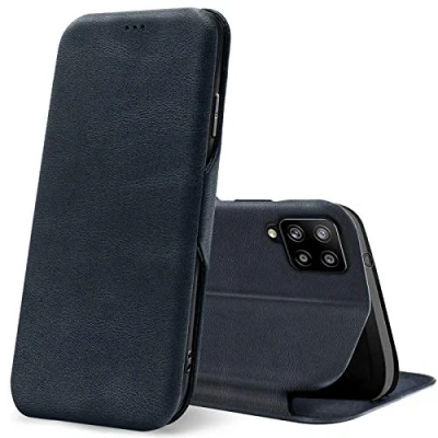 Abbildung von Verco Handyhülle für Samsung A12 / M12, Bookstyle Premium Handy Flip Cover Galaxy Hülle [integr. Magnet] Book Case PU Leder Tasche, Blau