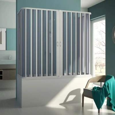 Abbildung von Forte 3 seitige Badewannenaufsatz Duschkabine in PVC 70x150x70 cm H150 mod. Muse
