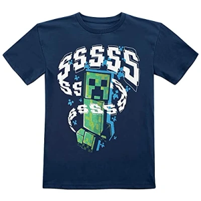 Abbildung von Henry Tiger Minecraft Creepers Tshirt print für Kinder, Größe: 98/104, Navy blue