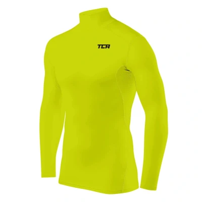 Abbildung von TCA Herren HyperFusion Kompressionsshirt Atmungsaktiv Langarm Funktionsshirts Schnell Trocknend Sportshirt Laufshirt Mock Neck Licht Grün, L