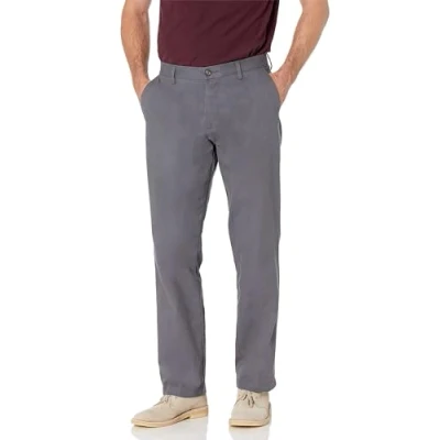 Abbildung von Amazon Essentials Herren Knitterfreie Flatfront Chinohose mit klassischer Schnitt (erhältlich in Big &amp; Tall), Grau, 32W / 31L