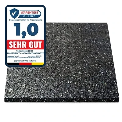 Abbildung von Floordirekt Premium Antivibrationsmatte 60x60cm Made in Germany für Waschmaschine Trockner etc. zuschneidbar 4 Stärken erhältlich (60 x 60 2,0 cm)