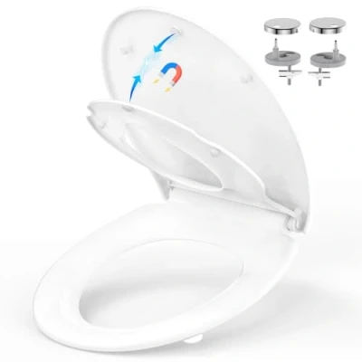 Abbildung von YEAUPE PRO Toilettendeckel mit Kindersitz, WC Sitz Absenkautomatik, Toilettensitz für Familie, Klodeckel Schnellverschluss, 150 kg belastbar, Weiß, 44,6 * 37,2CM